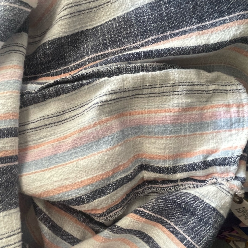 Xirena | Emersyn 100% Cotton Drawstring Waist Resort Beach Stripe Dress medium - Picture 6 of 6